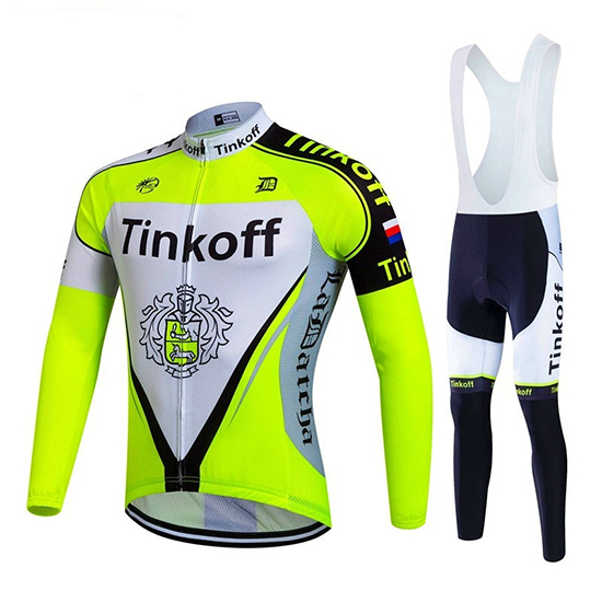 2017 Maillot Tinkoff Tirantes Mangas Largas brillante verde